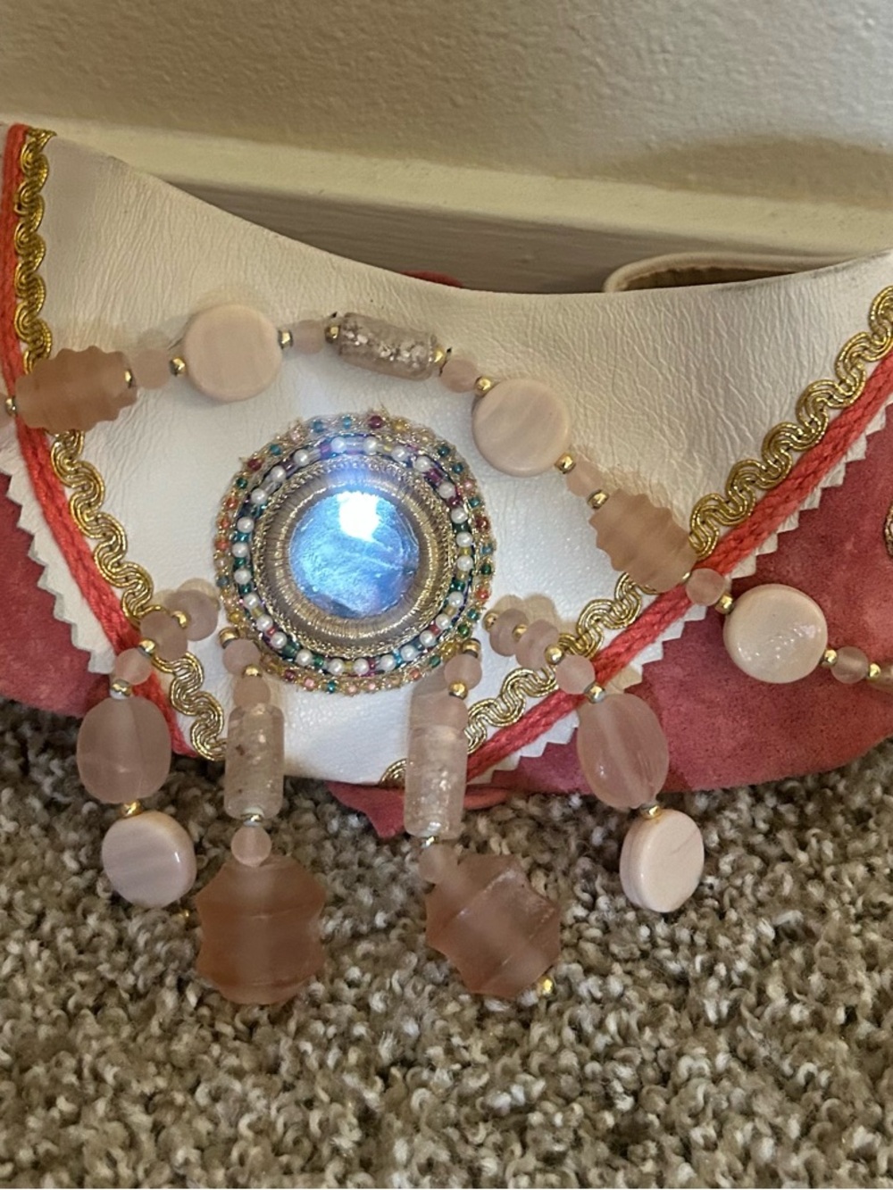 Laise Adzer Boho Pink Beaded Statement wrap belt